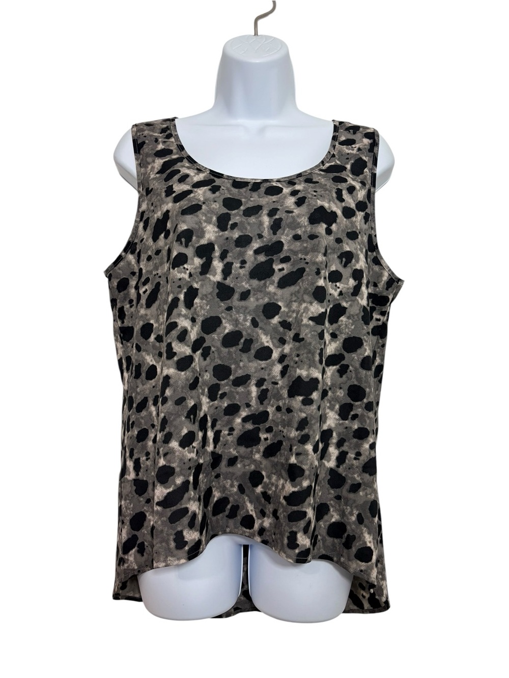 Edge Animal Print Sleeveless High Low Tank Top Keyhole Back Button Detail SzL